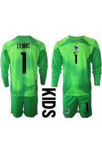 Frankrike Hugo Lloris #1 Keeper Babyklær Borte Fotballdrakt til barn VM 2022 Lange ermer (+ Korte bukser)